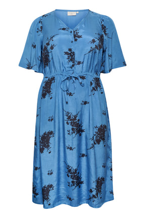 Kaffe Curve Ganja Dress in Blue - Wardrobe Plus