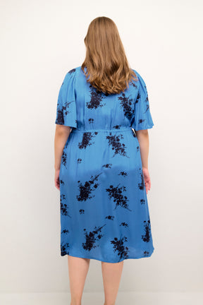 Kaffe Curve Ganja Dress in Blue - Wardrobe Plus