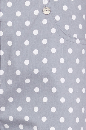 Robell 7/8ths Trousers in Grey Polka Dot - Wardrobe Plus