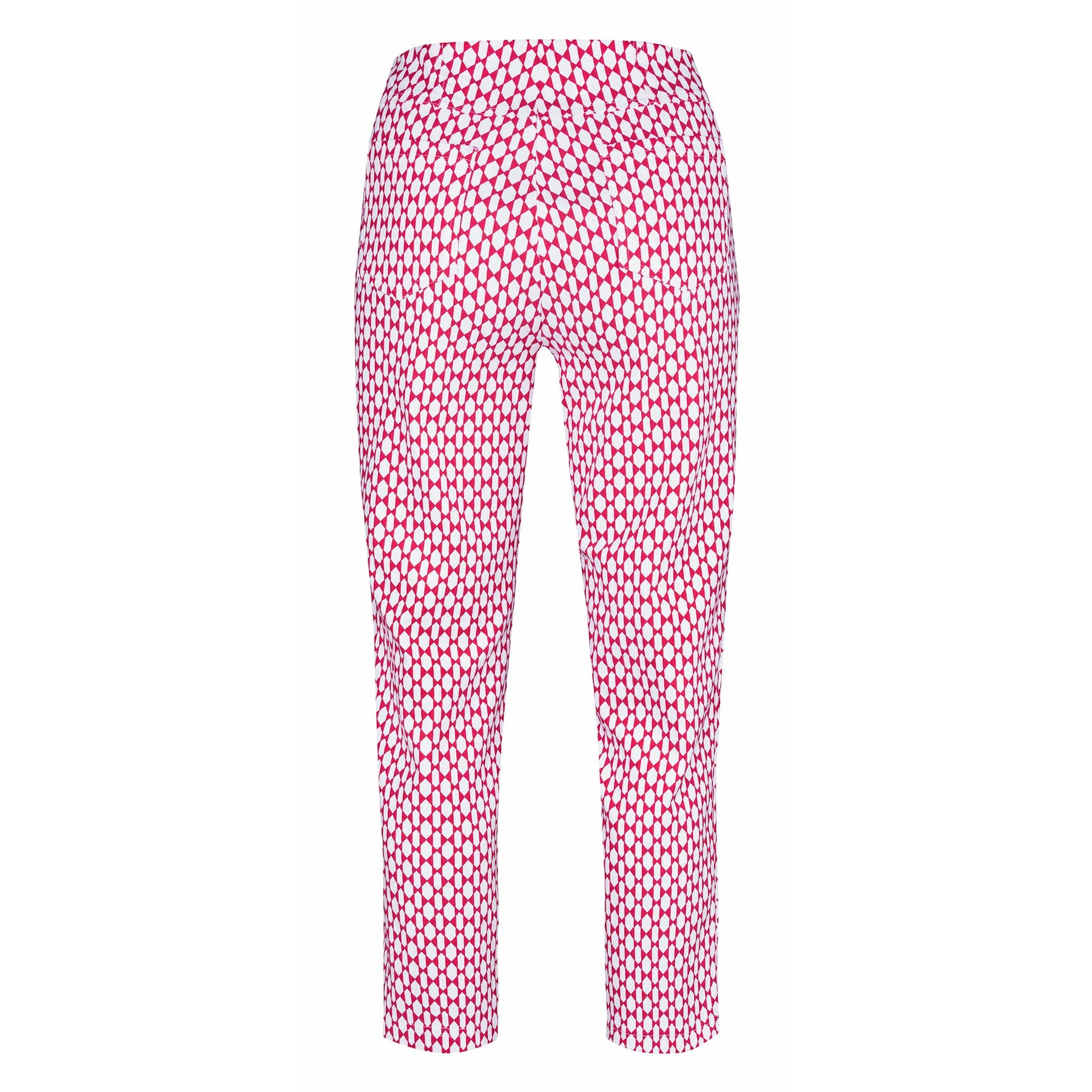 Robell 7/8ths Trousers in Red Print - Wardrobe Plus