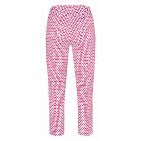 Robell 7/8ths Trousers in Red Print - Wardrobe Plus