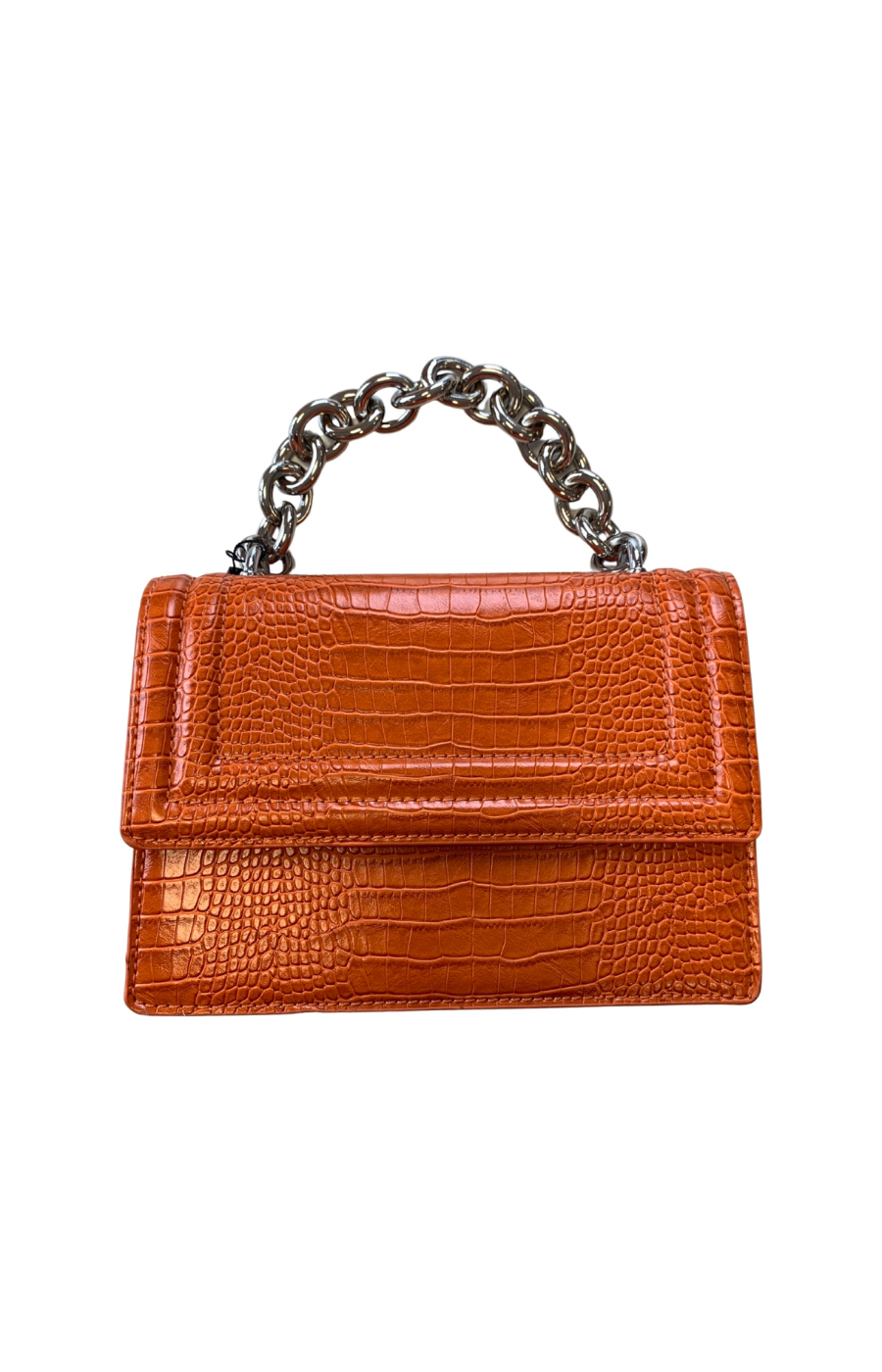 Crocodile Print Handbag in Orange - Wardrobe Plus
