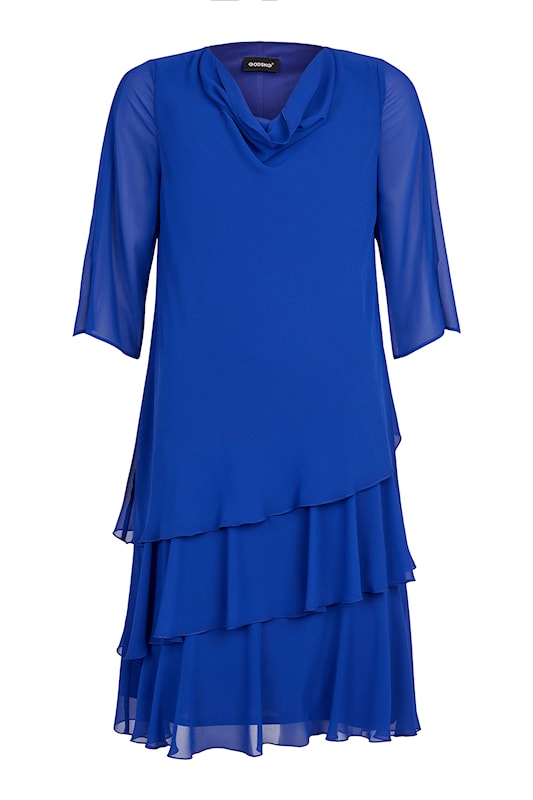 Godske Dress with Cowl Neckline in Blue - Wardrobe Plus