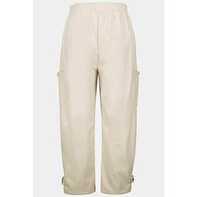 Ulla Popken Leather Look Cargo Pants In Beige Bottoms