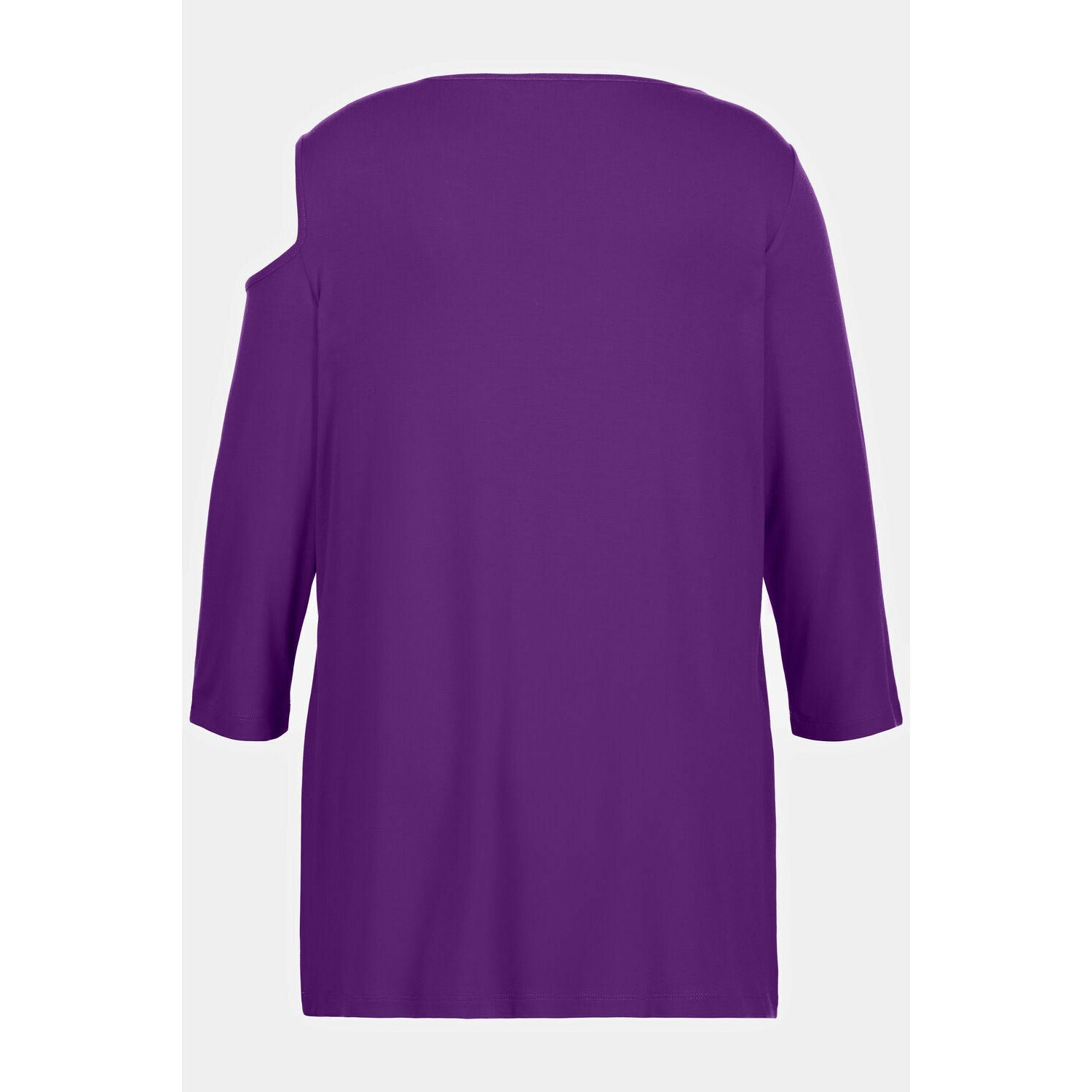 Ulla Popken Asymmetric Petal Cutout Top in Purple - Wardrobe Plus