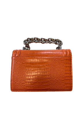Crocodile Print Handbag in Orange - Wardrobe Plus