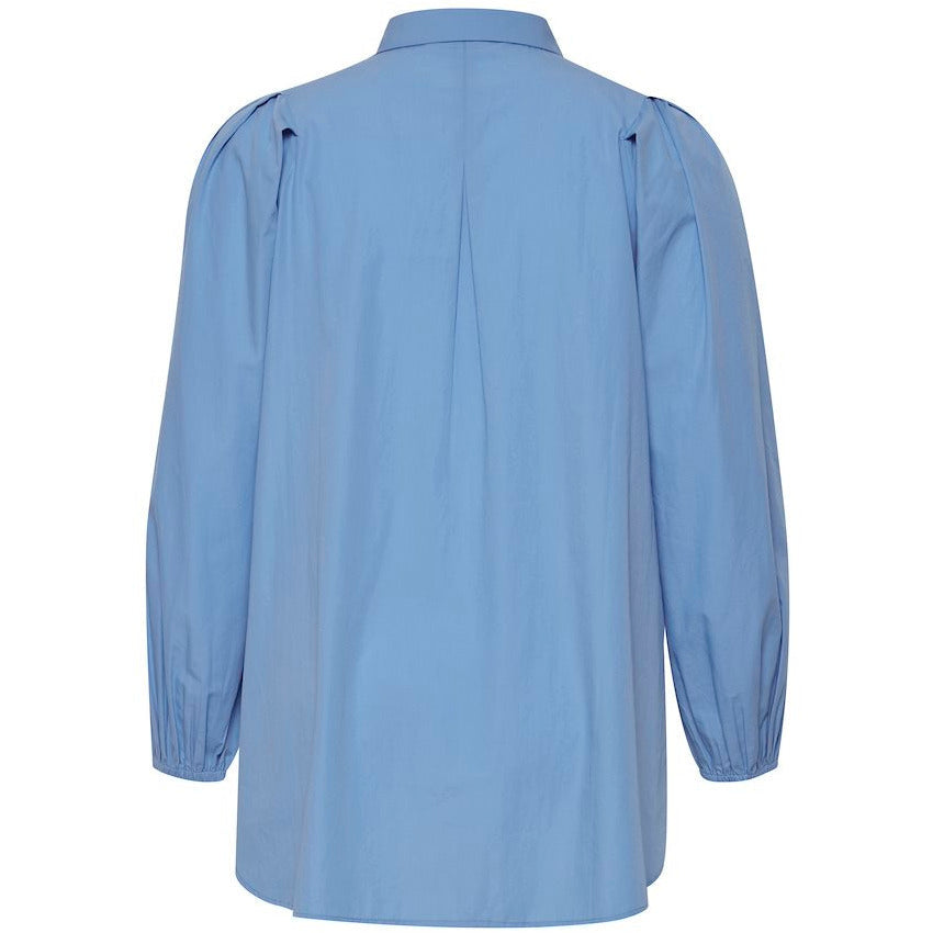 Fransa Plus Hallie Shirt in Blue - Wardrobe Plus