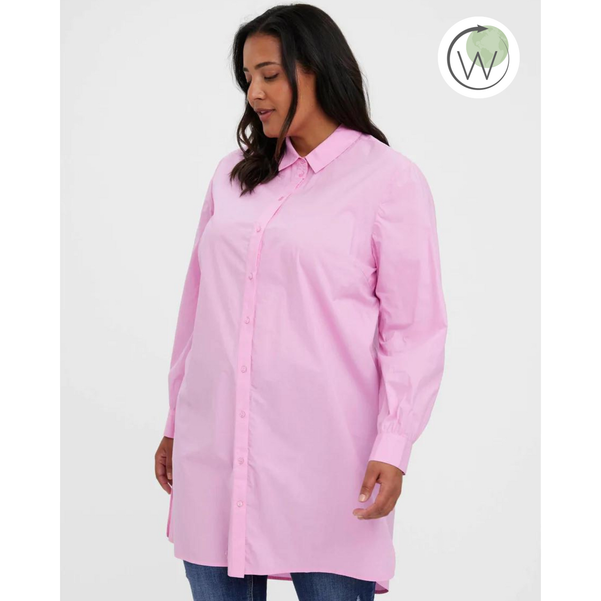 Vero Moda Curve Longline Shirt in Pink - Wardrobe Plus