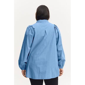 Fransa Plus Hallie Shirt in Blue - Wardrobe Plus