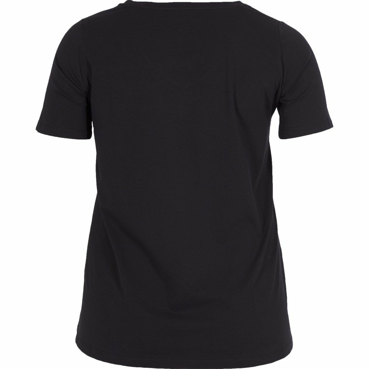 Zizzi Cotton V-Neck Tee Shirt - Black - Wardrobe Plus