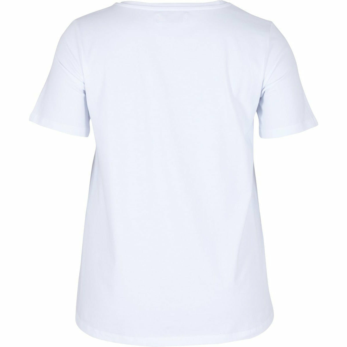 Zizzi Cotton V-Neck Tee Shirt - White - Wardrobe Plus