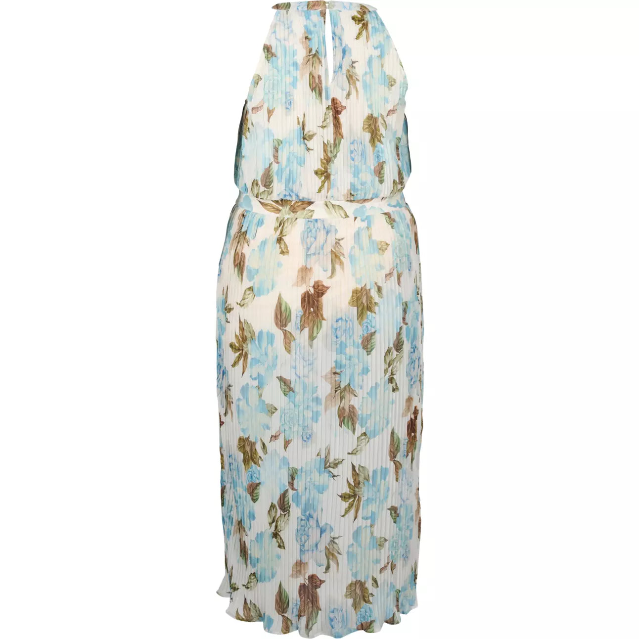 Zizzi Cream and Blue Floral Print Maxi Dress - Wardrobe Plus