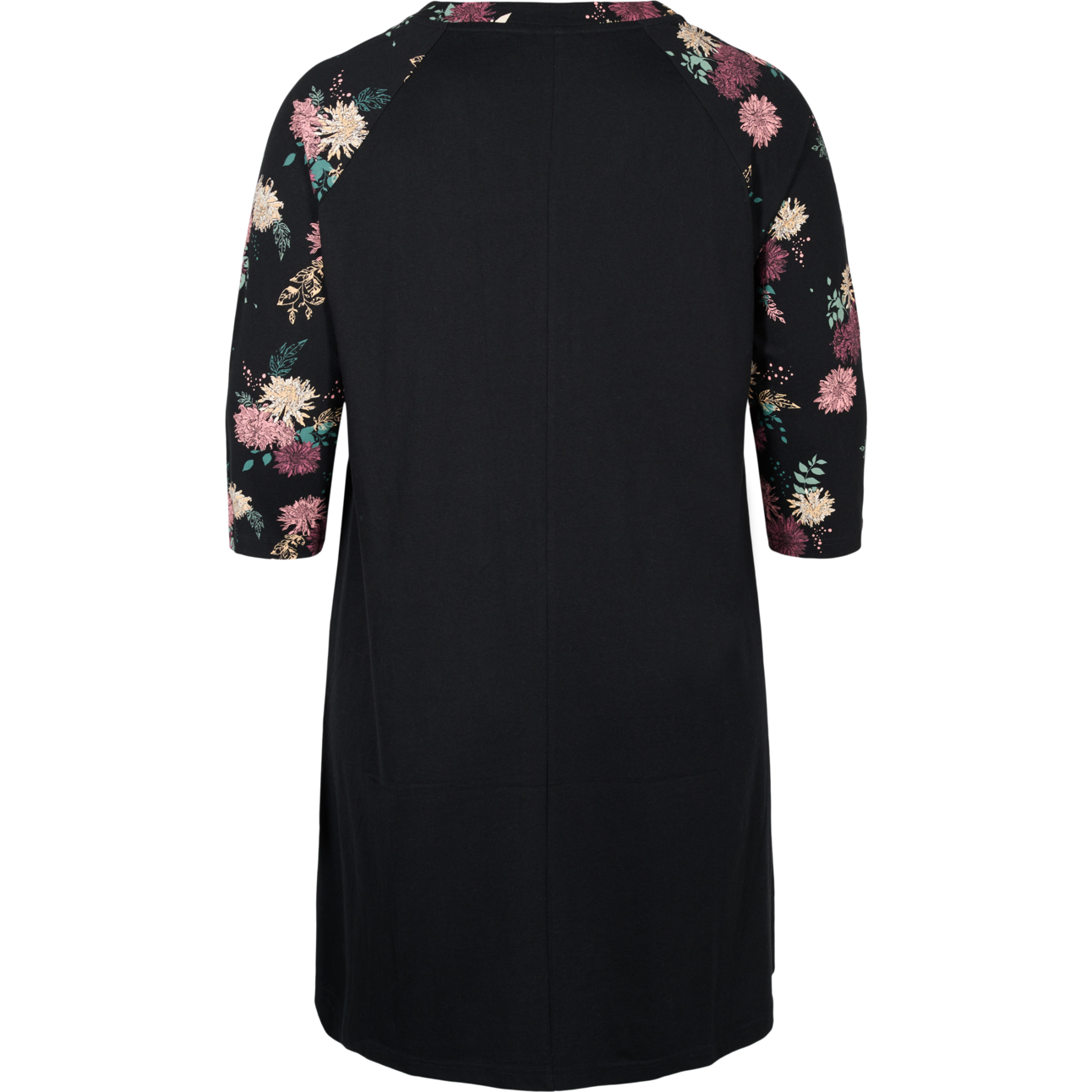Zizzi Malma Black Flower Night Dress - Wardrobe Plus
