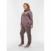 Zizzi Track Pants in Taupe - Wardrobe Plus