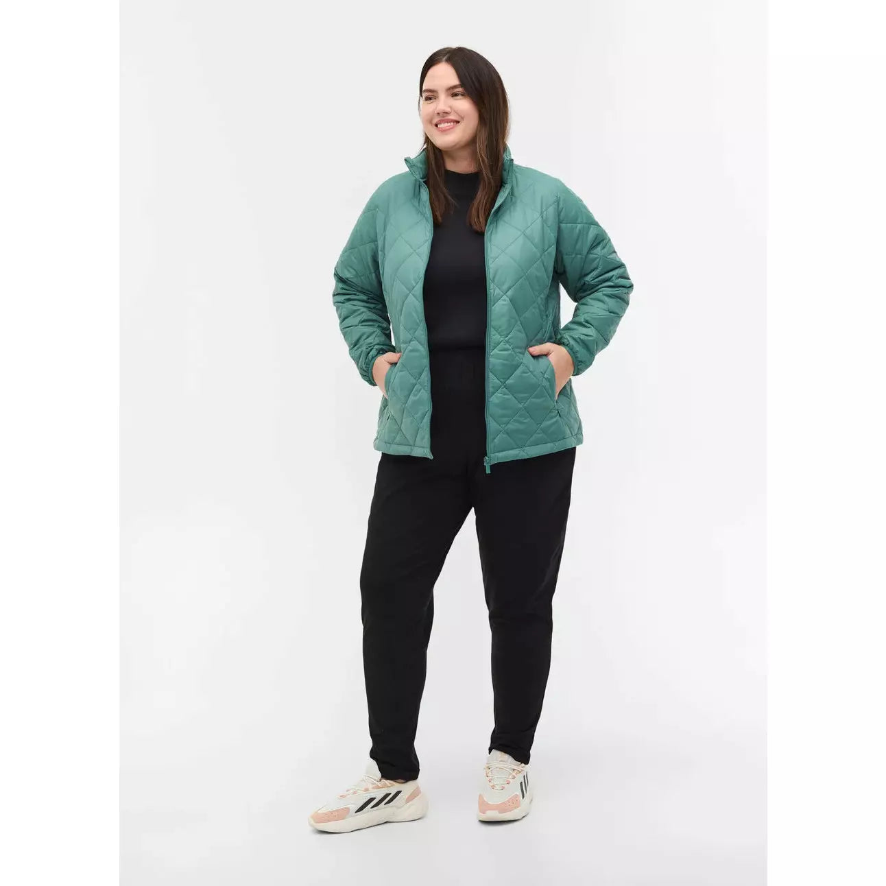 Zizzi Quilted Lightweight Jacket in Mint Green