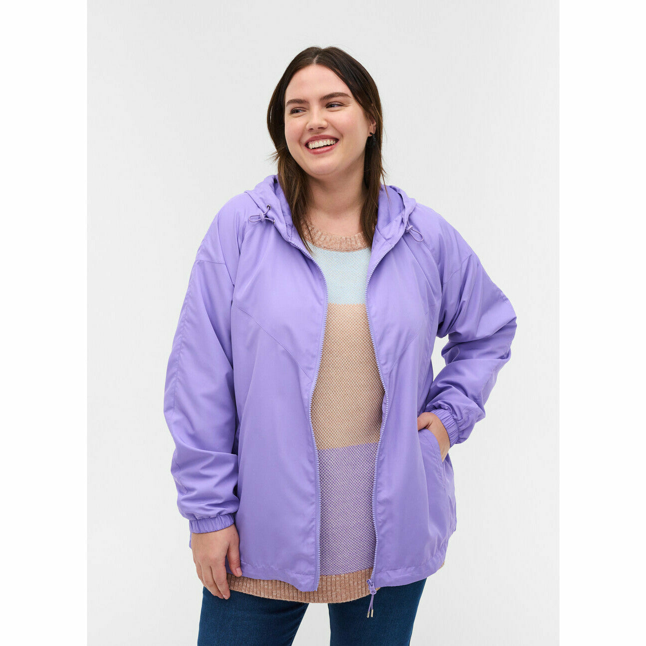 Zizzi Lightweight Jacket in Lilac - Wardrobe Plus