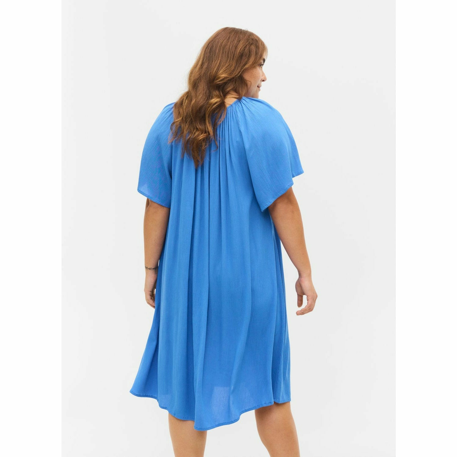 Zizzi Rose Dress in Blue - Wardrobe Plus