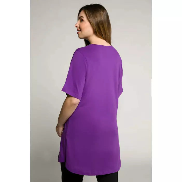 Ulla Popken Keyhole Tunic in Purple - Wardrobe Plus