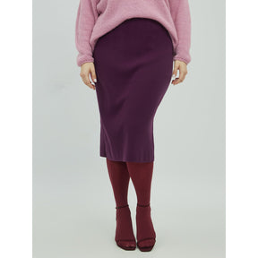 Mat Fine Knit Skirt in Plum - Wardrobe Plus