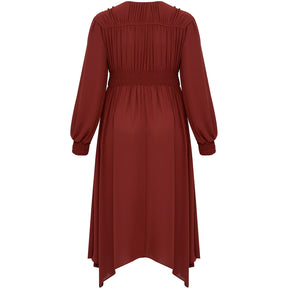 Mat Long Sleeve Dress in Rust - Wardrobe Plus