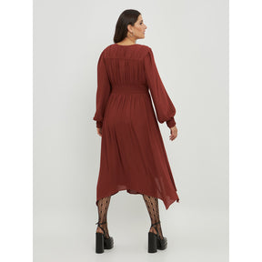 Mat Long Sleeve Dress in Rust - Wardrobe Plus