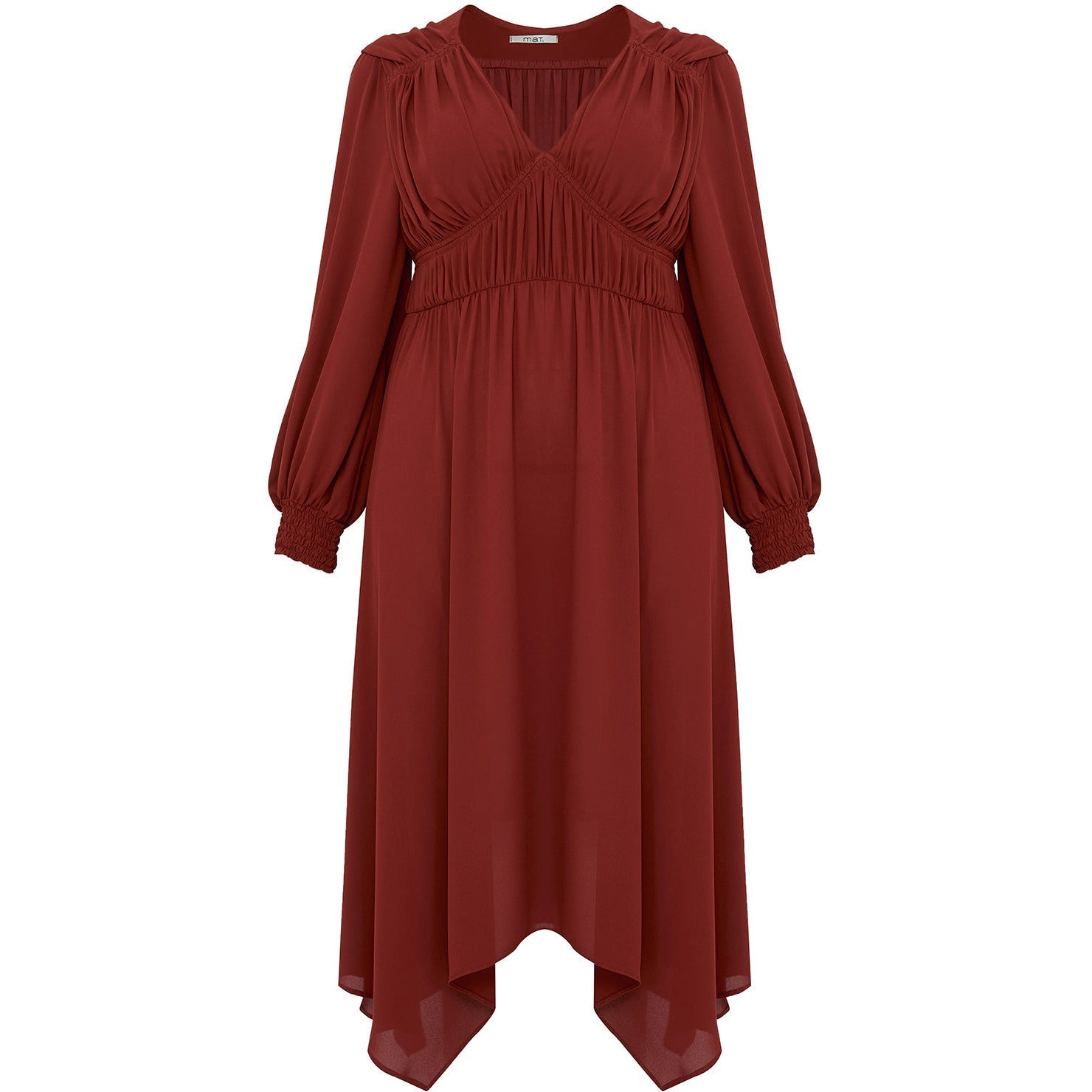 Mat Long Sleeve Dress in Rust - Wardrobe Plus