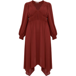 Mat Long Sleeve Dress in Rust - Wardrobe Plus