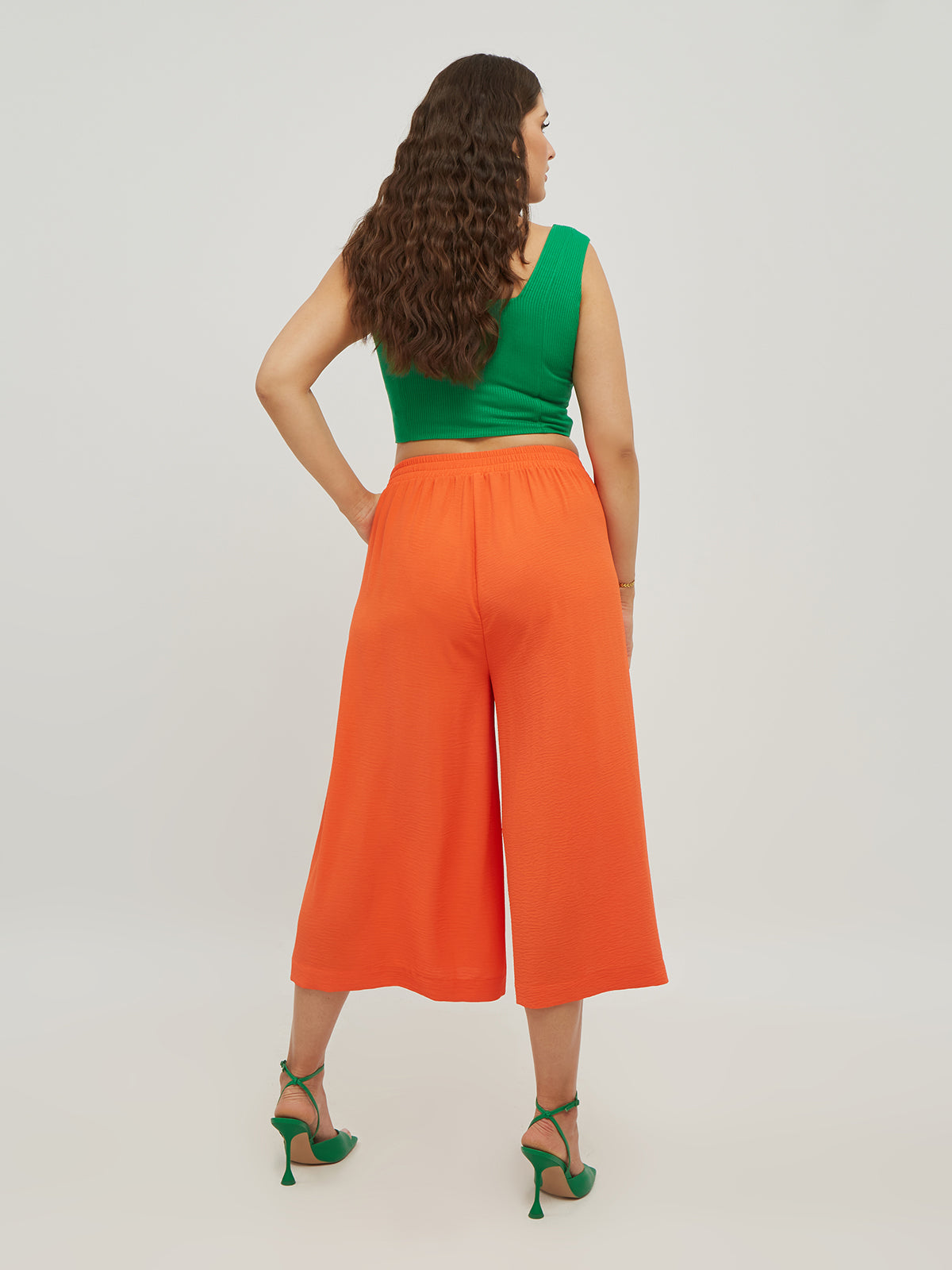Mat Wide Leg Culottes in Orange - Wardrobe Plus