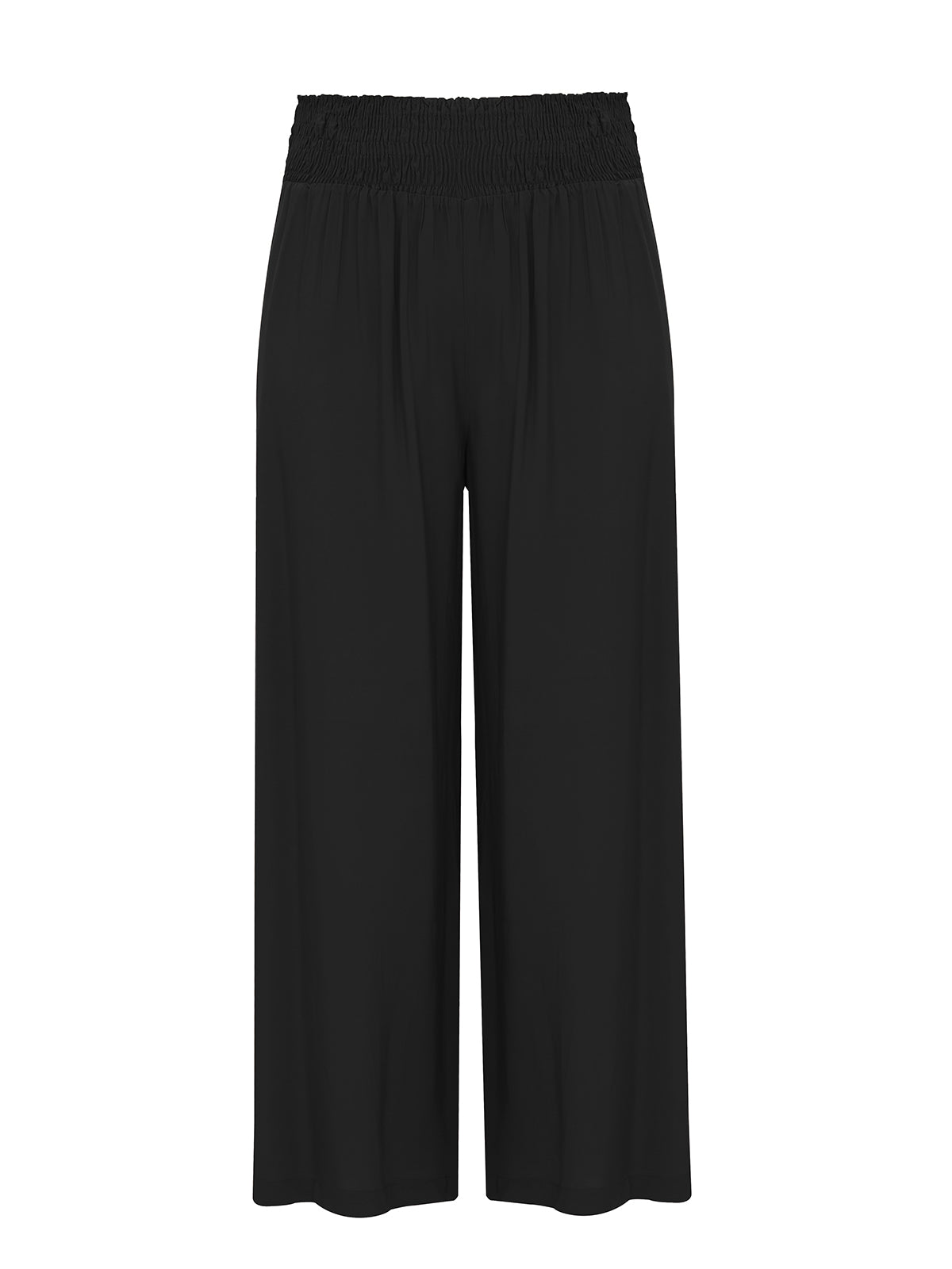 Mat Smock Waisted Trousers in Black - Wardrobe Plus