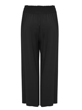 Mat Smock Waisted Trousers in Black - Wardrobe Plus