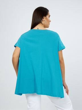 Mat Wide-Fit T-shirt in Blue - Wardrobe Plus