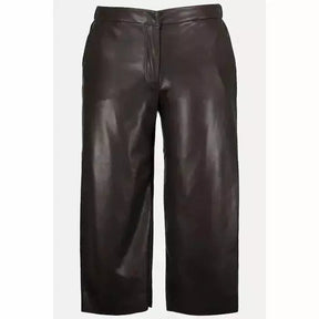 Ulla Popken Brown Leather Look Culottes - Wardrobe Plus