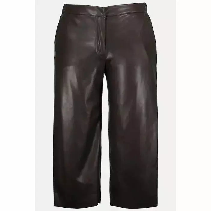 Ulla Popken Brown Leather Look Culottes - Wardrobe Plus