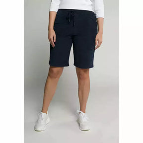 Ulla Popken Towelling Shorts in Navy - Wardrobe Plus