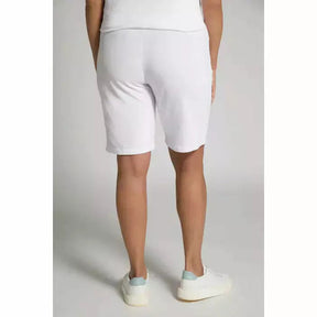 Ulla Popken Towelling Shorts in White - Wardrobe Plus
