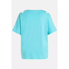 Ulla Popken Cut Out T-shirt Turquoise - Wardrobe Plus