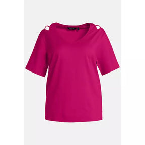 Ulla Popken Cut Out T-shirt Pink - Wardrobe Plus