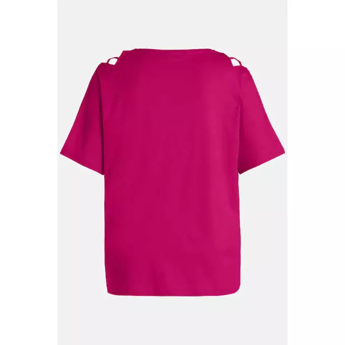 Ulla Popken Cut Out T-shirt Pink - Wardrobe Plus
