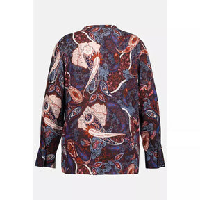 Ulla Popken Tie Neck Blouse in Paisley Print - Wardrobe Plus
