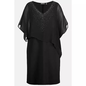 Ulla Popken Sparkle Front Dress in Black - Wardrobe Plus