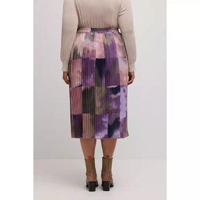 Ulla Popken Watercolour Pleated Skirt - Wardrobe Plus