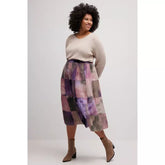 Ulla Popken Watercolour Pleated Skirt - Wardrobe Plus