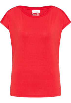 Barbara Lebek Boat-Neck Tee in Red - Wardrobe Plus