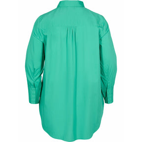 Zizzi Longline Shirt in Green - Wardrobe Plus