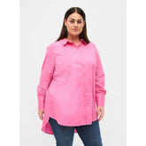 Zizzi Longline Shirt in Pink - Wardrobe Plus