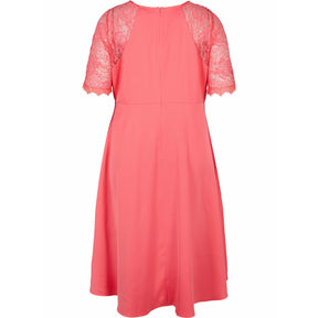 Zizzi Angelina Midi Dress in Pink - Wardrobe Plus