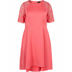 Zizzi Angelina Midi Dress in Pink - Wardrobe Plus
