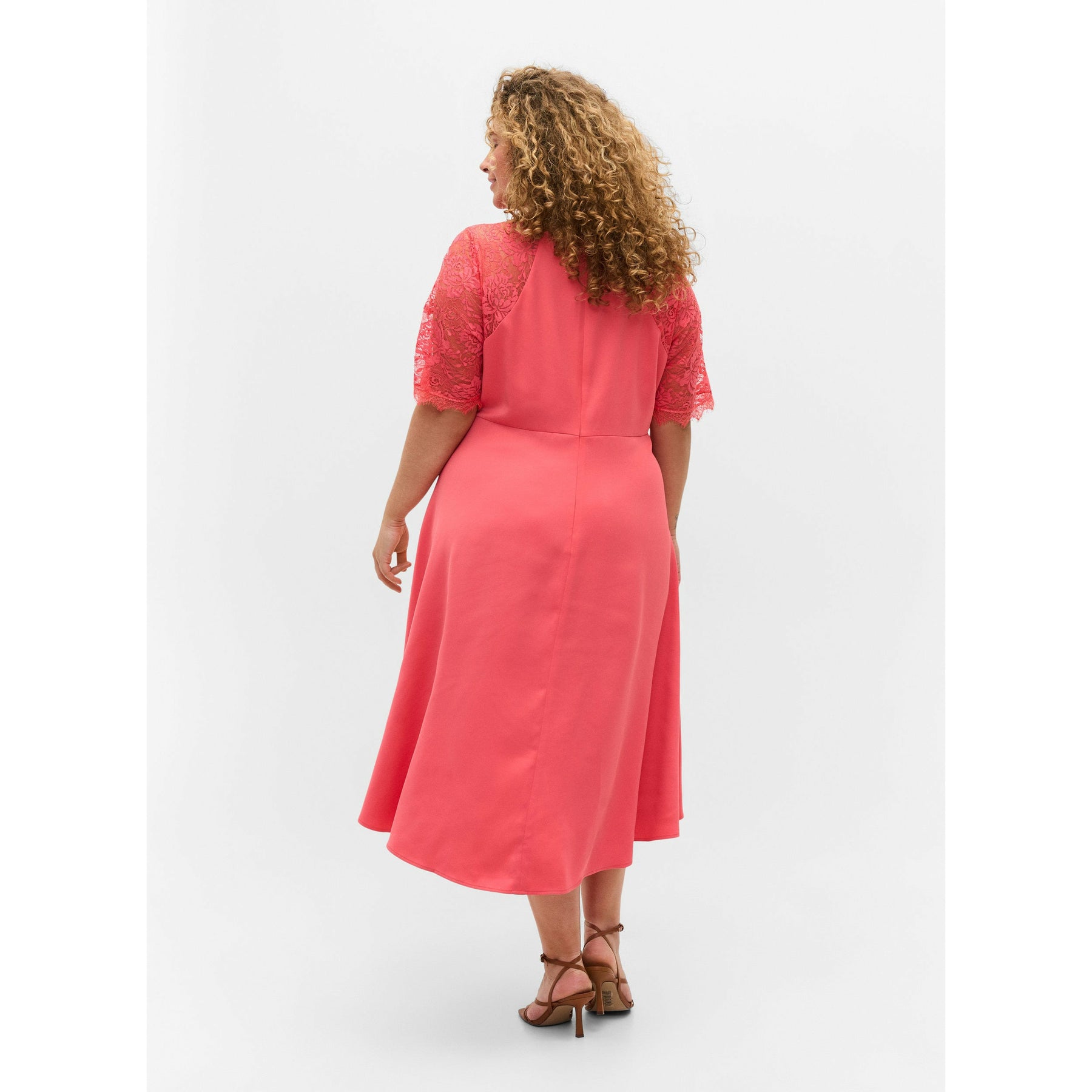 Zizzi Angelina Midi Dress in Pink - Wardrobe Plus