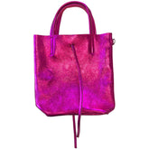 Leather Sparkle Handbag in Pink - Wardrobe Plus