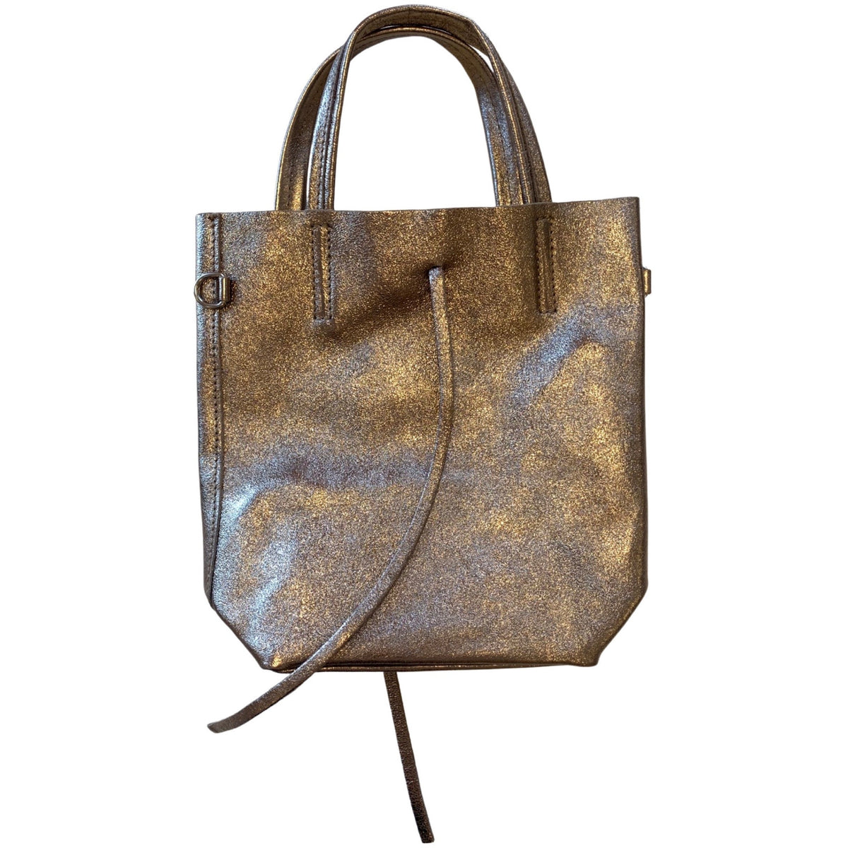 Leather Sparkle Handbag in Gold - Wardrobe Plus